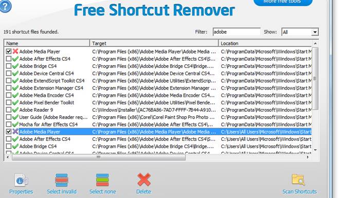 برنامج Free Shortcut Remover