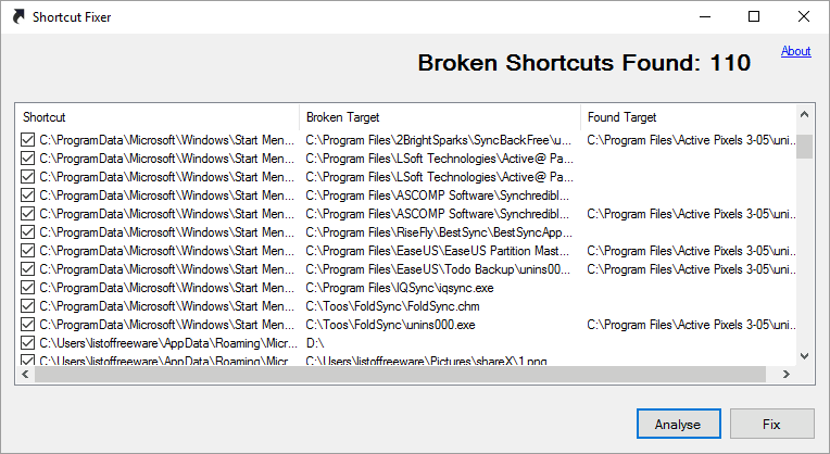 برنامج Shortcut Fixer