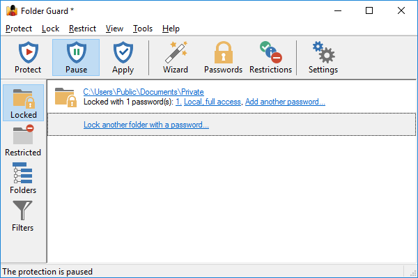 برنامج قفل الملفات Folder Guard